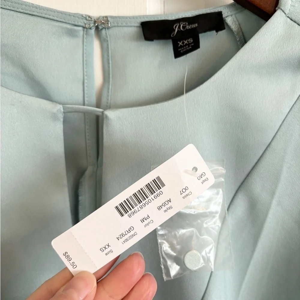 J crew blue satin crepe blouse size XXS new